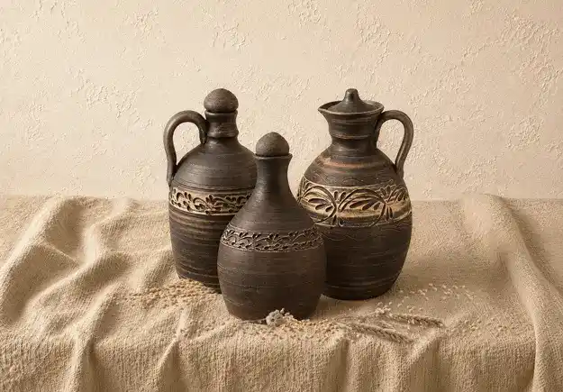 Глечик глиняний 2,5л з ручкою (ангоб)