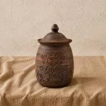Банка для меду з натуральної глини Бджілка 1л Банка для меду глиняна Бджілка 1л